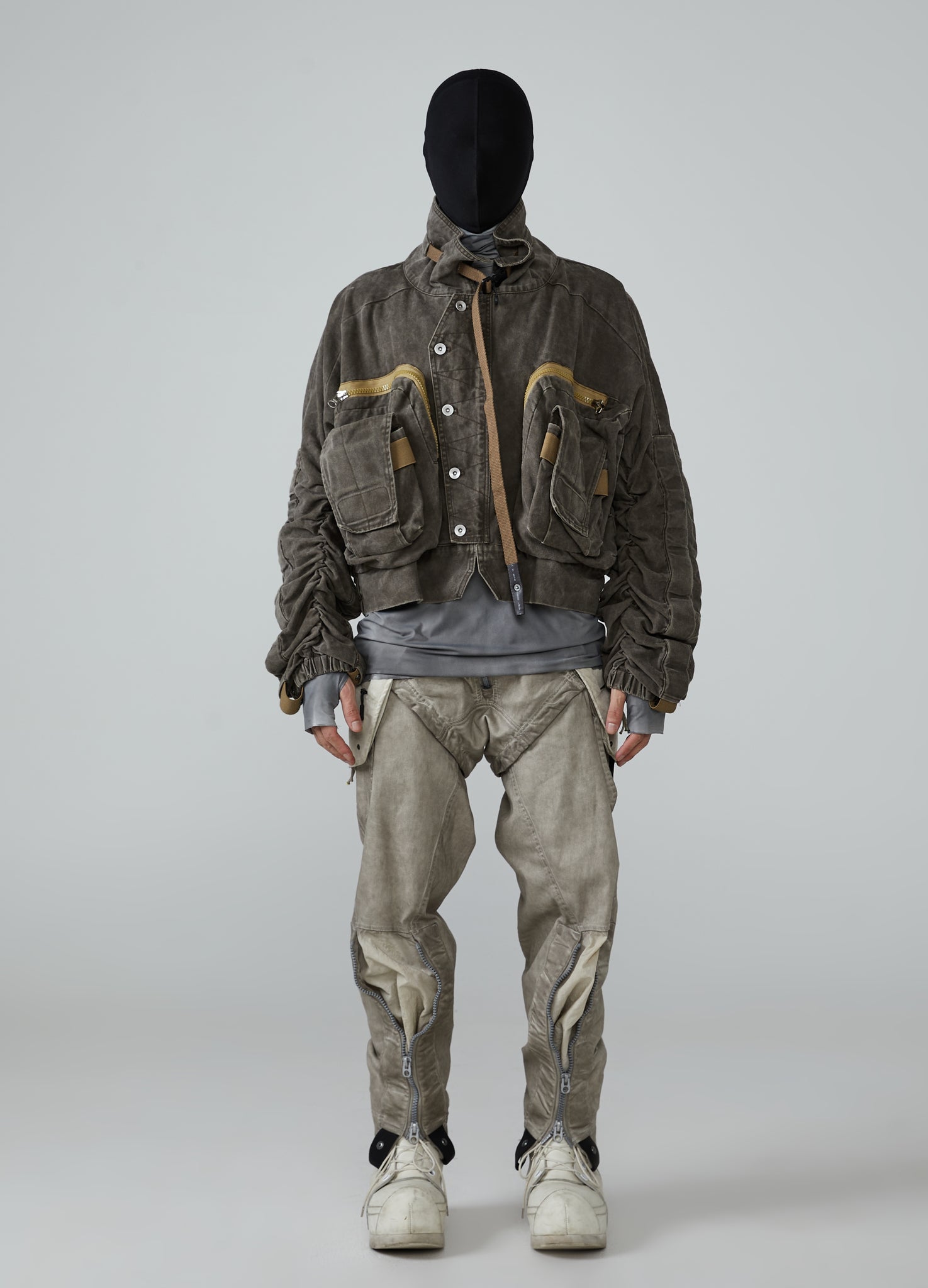 23AW Wasteland Kurze Workwear-Jeansjacke mit Stehkragen