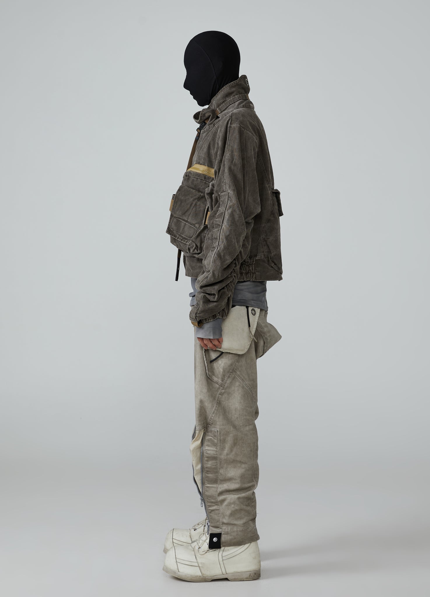 23AW Wasteland Kurze Workwear-Jeansjacke mit Stehkragen