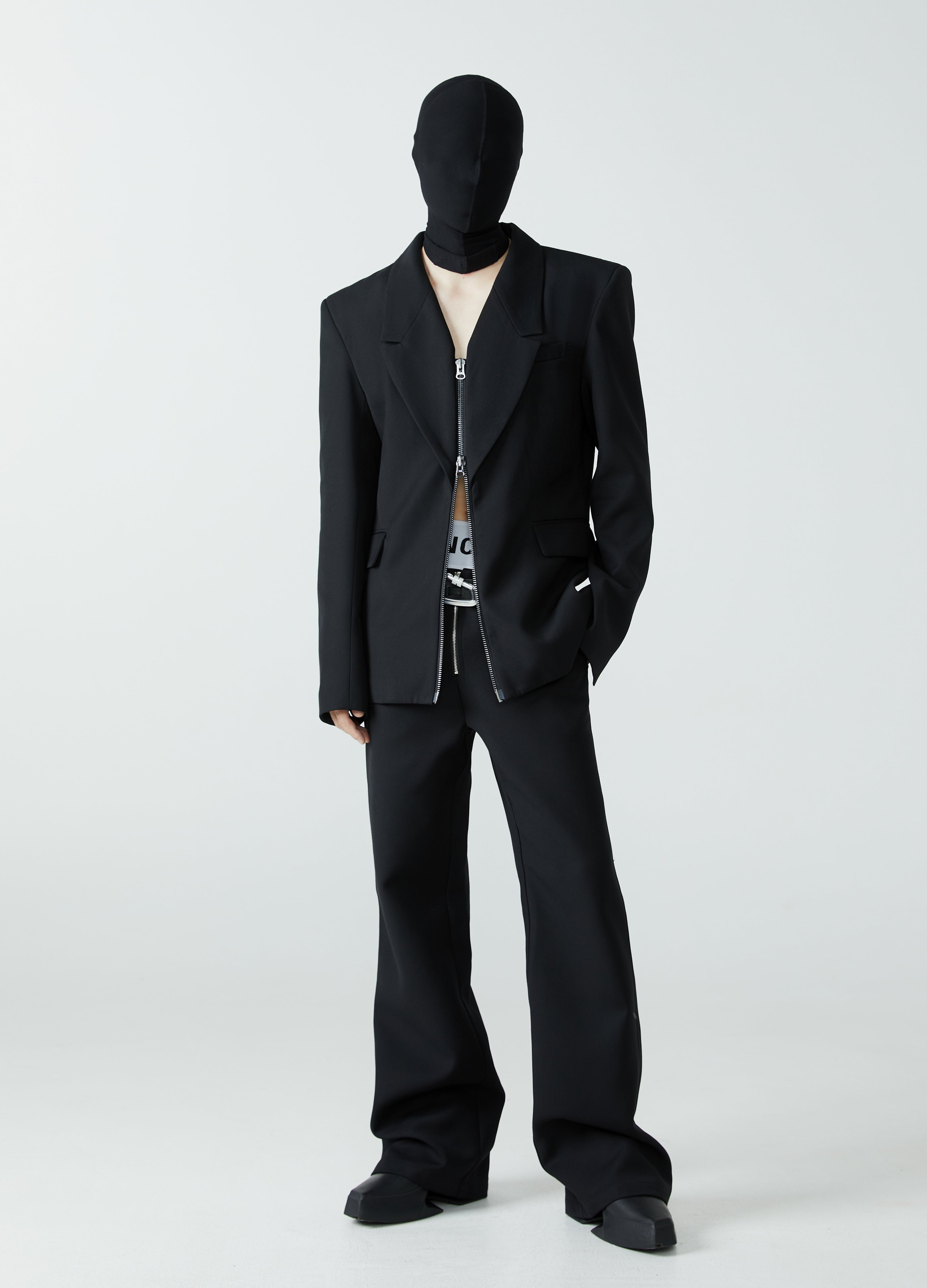 23FW Zip-Front V-Neck Casual Suit Jacket