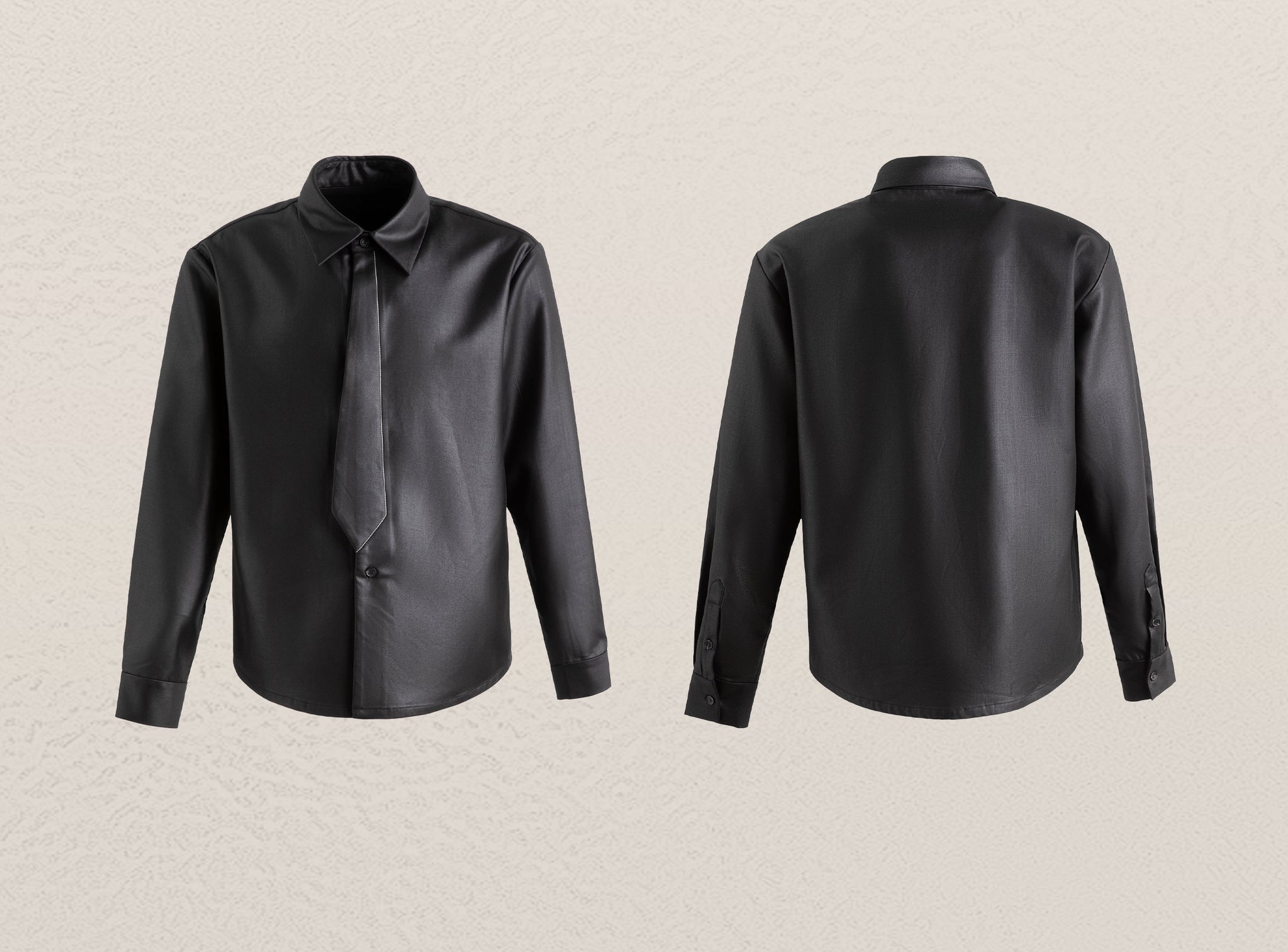 DP PARADIS 23AW Two-in-One Black Tie Shirt